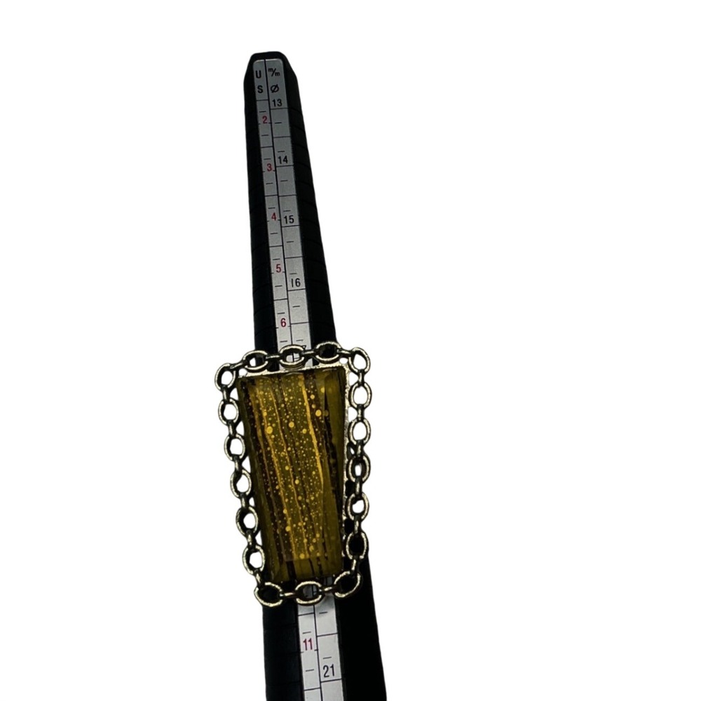 Unbranded Statement Ring Womens Size‎ 7 Yellow Excellent Stretch Band Chain Link